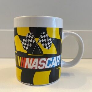 Vintage NASCAR Black and Yellow Checkered Mug